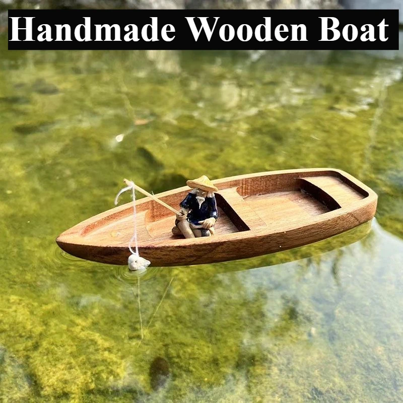 Handmade Wooden Boat Mini Floa - Aquarium Marina reseña y precio