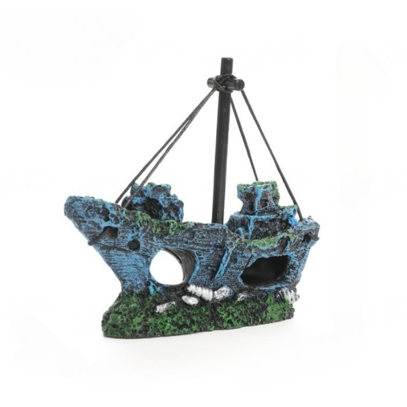 Resin Sunken Ship Aquarium Acc - Aquarium Marina reseña y precio