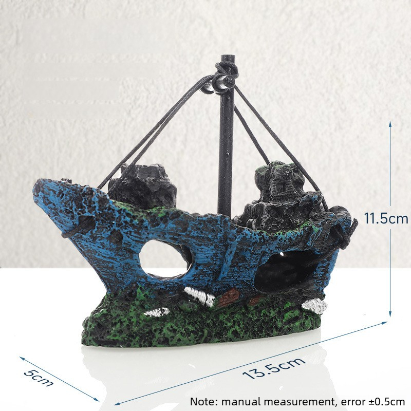 Resin Sunken Ship Aquarium Acc - Aquarium Marina reseña y precio