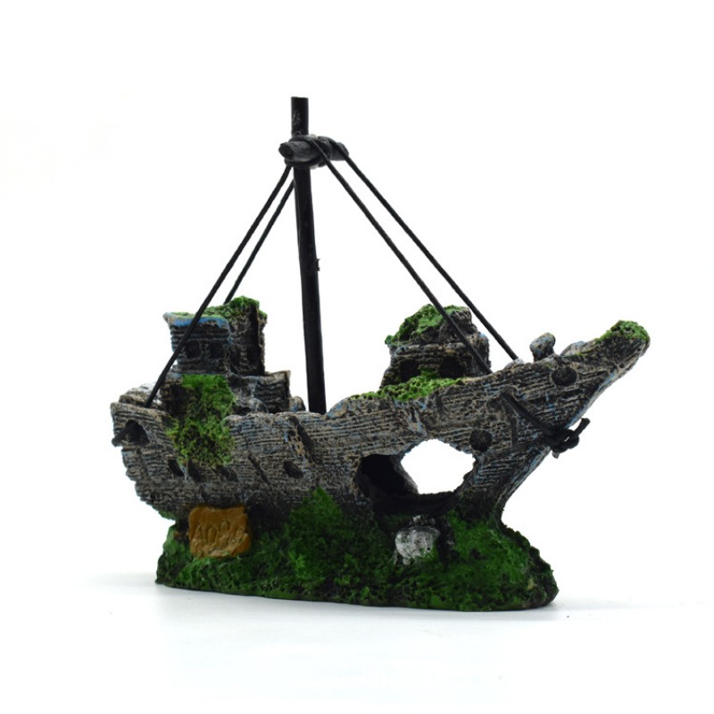 Resin Sunken Ship Aquarium Acc - Aquarium Marina reseña y precio