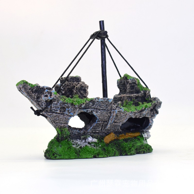 Resin Sunken Ship Aquarium Acc - Aquarium Marina reseña y precio